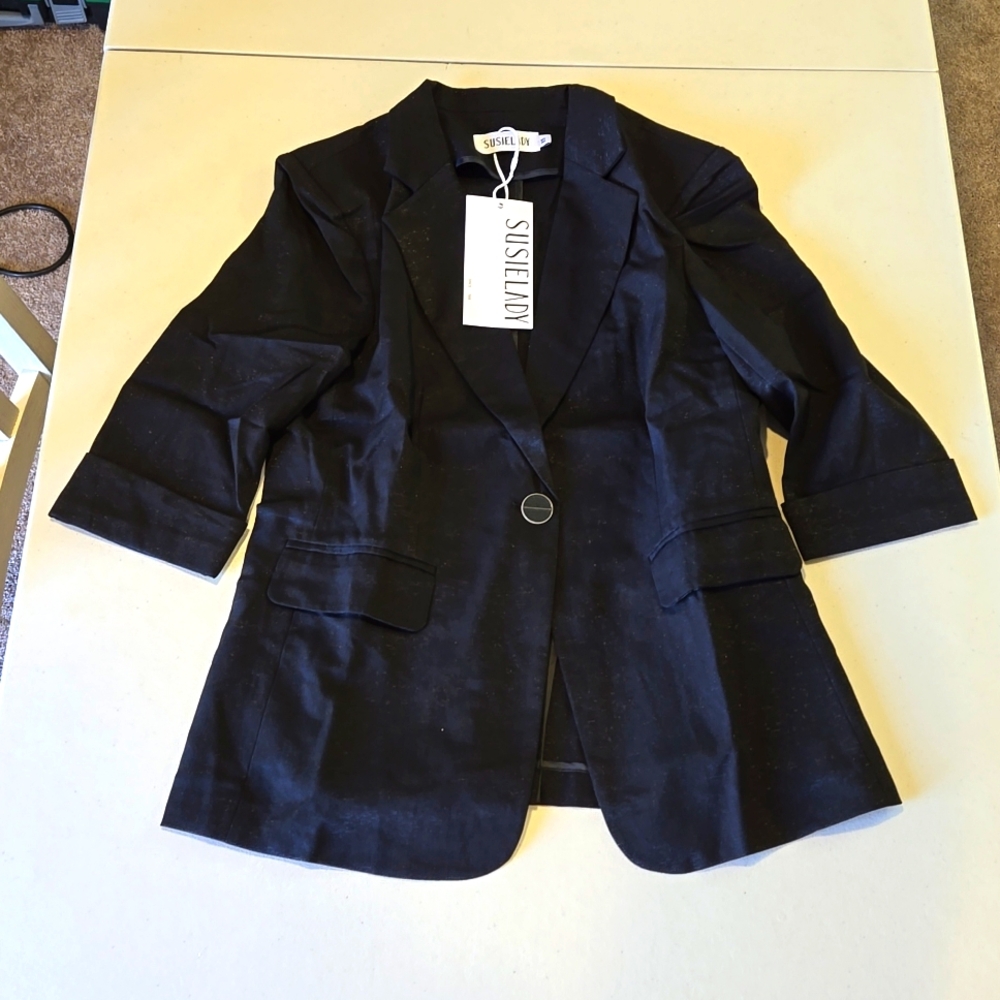 Susielady women's blazer, shimmery black, size XS, NWT